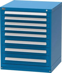 Vidmar - 8 Drawer, Modular Storage Cabinet - Steel, 30" Wide x 27-3/4" Deep x 37" High, Blue - Apex Tool & Supply