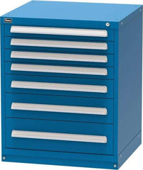 Vidmar - 7 Drawer, Modular Storage Cabinet - Steel, 30" Wide x 27-3/4" Deep x 37" High, Blue - Apex Tool & Supply