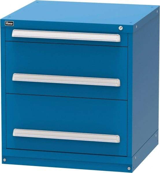 Vidmar - 3 Drawer, Modular Storage Cabinet - Steel, 30" Wide x 27-3/4" Deep x 33" High, Blue - Apex Tool & Supply
