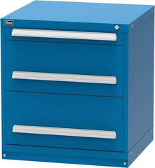 Vidmar - 3 Drawer, Modular Storage Cabinet - Steel, 30" Wide x 27-3/4" Deep x 33" High, Blue - Apex Tool & Supply