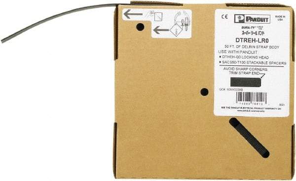 Panduit - 50' Long Black Acetal Standard Cable Tie - 250 Lb Tensile Strength, 1.5mm Thick, 4800mm Max Bundle Diam - Apex Tool & Supply