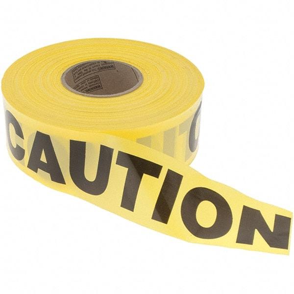 Value Collection - 1,000' Long x 3" Wide Roll, Polyethylene, Black & Yellow Barricade Tape - Message: CAUTION - Apex Tool & Supply