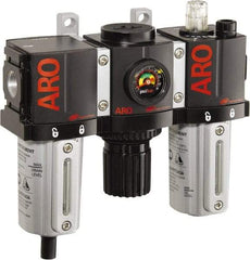 ARO/Ingersoll-Rand - 3/8" NPT Port Compact 3 Piece Filter-Regulator-Lubricator FRL Unit - Metal Bowl, 85 SCFM, 250 Max psi, 6.6" High x 6.614" Long, Manual Drain - Apex Tool & Supply