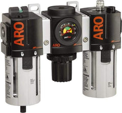 ARO/Ingersoll-Rand - 3/8" NPT Port Standard 3 Piece Filter-Regulator-Lubricator FRL Unit - Polycarbonate Bowl, 99 SCFM, 150 Max psi, 7.7" High x 8.693" Long, Manual Drain - Apex Tool & Supply