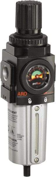 ARO/Ingersoll-Rand - 3/4" NPT Port Standard 1 Piece Filter/Regulator FRL Unit - Metal Bowl, 173 SCFM, 250 Max psi, 1039" High x 2.756" Long, Manual Drain - Apex Tool & Supply