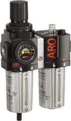 ARO/Ingersoll-Rand - 3/4" NPT Port Standard 2 Piece Filter/Regulator-Lubricator FRL Unit - Metal Bowl, 142 SCFM, 250 Max psi, 7.9" High x 5.724" Long, Manual Drain - Apex Tool & Supply
