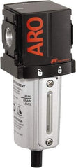 ARO/Ingersoll-Rand - 3/8" Port, 6.161" High x 2.244" Wide Compact Filter with Metal Bowl, Manual Drain - 107 SCFM, 250 Max psi, 175°F Max Temp, Sight Glass Included, Modular Connection, 1.3 oz Bowl Capacity - Apex Tool & Supply