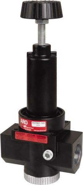 ARO/Ingersoll-Rand - 1-1/4 NPT Port, 800 CFM, Zinc Body Super-Duty Regulator - 0 to 180 psi Range, 300 Max psi Supply Pressure, 1/4" Gauge Port Thread, 2.62" Wide x 10.31" High - Apex Tool & Supply