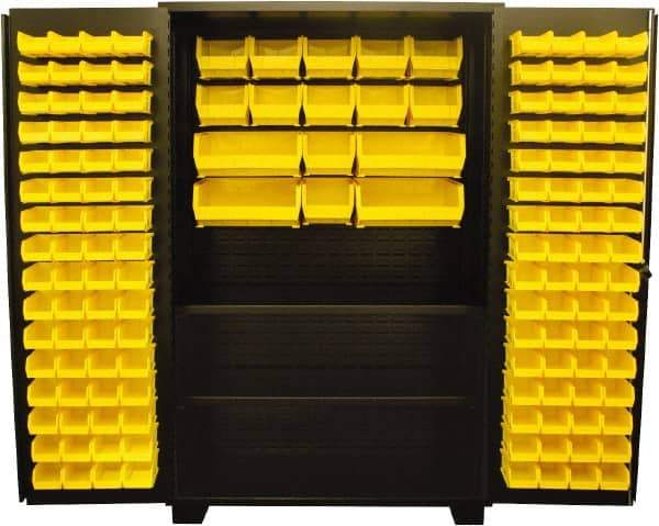 Jamco - 2 Shelf 144 Bin Storage Cabinet - Steel, 48" Wide x 24" Deep x 78" High, Black - Apex Tool & Supply