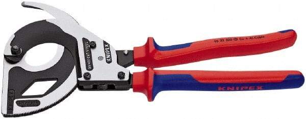 Knipex - 12-1/4" OAL, 24 AWG Capacity, Cable Cutter Pliers - Ratchet Head, Comfort Grip Handles, with Spring - Apex Tool & Supply