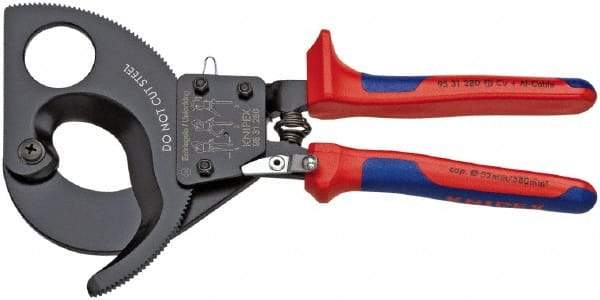 Knipex - 11" OAL, 24 AWG Capacity, Cable Cutter Pliers - Ratchet Head, Comfort Grip Handles, with Spring - Apex Tool & Supply