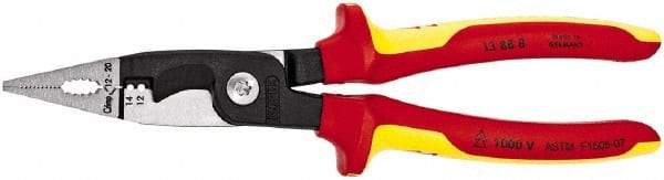 Knipex - 12 AWG to 14 AWG Stripping, 20 AWG Crimping, 19/32" Cutting Capacity Wire Stripper/Crimper - 8" OAL, Insulated Handle - Apex Tool & Supply