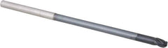 Accupro - 1/4" Diam, 3/8" LOC, 3 Flute Solid Carbide Ball End Mill - AlTiN Finish, Single End, 6" OAL, 1/4" Shank Diam, Spiral Flute - Apex Tool & Supply