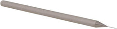 Accupro - 0.01" Diam, 0.015" LOC, 3 Flute Solid Carbide Ball End Mill - Uncoated, Single End, 2-1/2" OAL, 1/8" Shank Diam, Spiral Flute - Apex Tool & Supply