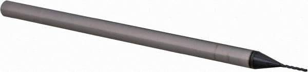 Accupro - 0.02" Diam, 0.16" LOC, 3 Flute Solid Carbide Ball End Mill - AlTiN Finish, Single End, 2-1/2" OAL, 1/8" Shank Diam, Spiral Flute - Apex Tool & Supply