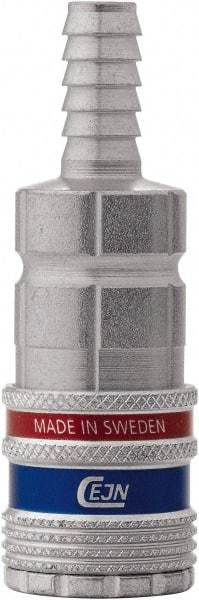 CEJN - Hose Barb European High Flow Pneumatic Hose Safety Coupler - Steel/Brass, 1/4" Body Diam, 1/4" Hose ID - Apex Tool & Supply