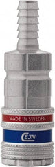 CEJN - Hose Barb European High Flow Pneumatic Hose Safety Coupler - Steel/Brass, 1/4" Body Diam, 1/4" Hose ID - Apex Tool & Supply