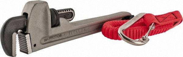 Proto - 10" Aluminum Tethered Straight Pipe Wrench - 1-1/2" Pipe Capacity - Apex Tool & Supply