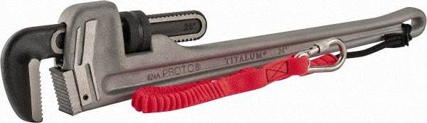 Proto - 24" Aluminum Tethered Straight Pipe Wrench - 4" Pipe Capacity - Apex Tool & Supply
