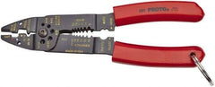 Proto - 22 to 10 AWG Capacity Tethered Wire Stripper/Crimper - 8-1/2" OAL - Apex Tool & Supply