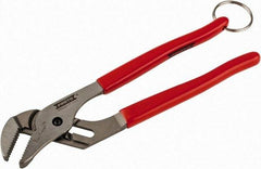 Proto - 10" OAL, 1-19/32" Jaw Width, 6 Position Tethered Tongue & Groove Pliers - V-Jaws, Vinyl Handles - Apex Tool & Supply