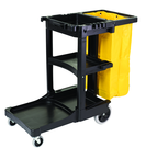 Cleaning Cart w/zipper Red yellow vinyl bag (20.8 gal capacity) Non-marking 8" wheels and 4" casters - Apex Tool & Supply