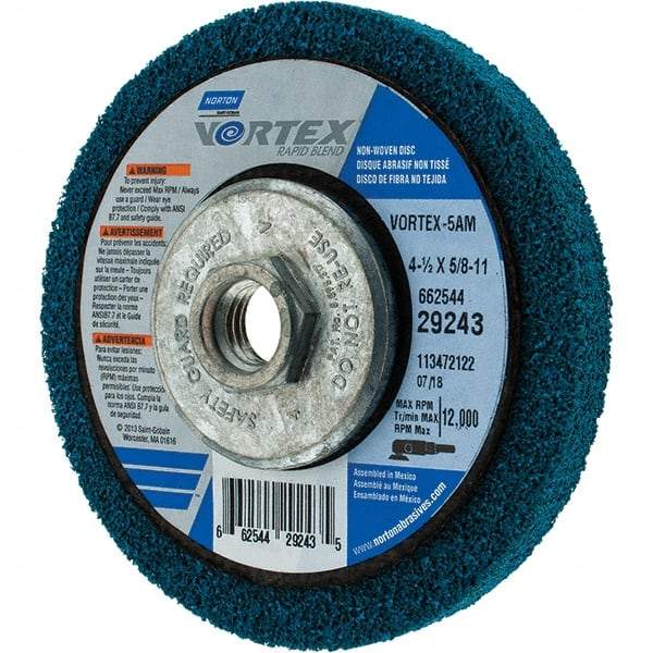 Norton - 4-1/2" Diam, 1/2" Face Width, Medium Grade, Aluminum Oxide Deburring Wheel - Apex Tool & Supply