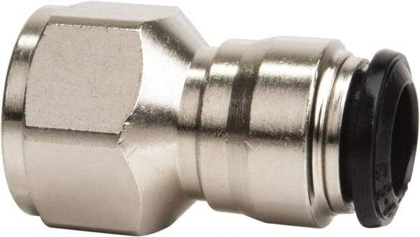 Value Collection - 8mm Outside Diam, 1/8 BSPP, Nickel Plated Brass Push-to-Connect Tube Female Connector - 250 Max psi, Tube to Female BSPP Connection, Buna O-Ring - Apex Tool & Supply