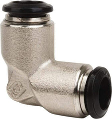 Value Collection - 4mm Outside Diam, Nickel Plated Brass Push-to-Connect Tube Union Elbow - 250 Max psi, Tube to Tube Connection, Buna O-Ring - Apex Tool & Supply