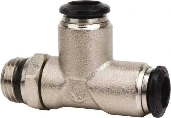 Value Collection - 10mm Outside Diam, 1/2 Universal, Nickel Plated Brass Push-to-Connect Tube Male Swivel Run Tee - 250 Max psi, Tube to Universal Thread Connection, Buna O-Ring - Apex Tool & Supply