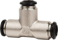 Value Collection - 4mm Outside Diam, Nickel Plated Brass Push-to-Connect Tube Union Tee - 250 Max psi, Tube to Tube Connection, Buna O-Ring - Apex Tool & Supply