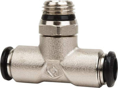 Value Collection - 10mm Outside Diam, 1/4 Universal, Nickel Plated Brass Push-to-Connect Tube Male Swivel Branch Tee - 250 Max psi, Tube to Universal Thread Connection, Buna O-Ring - Apex Tool & Supply