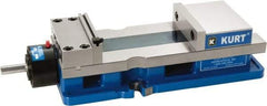 Kurt - 6" Jaw Width, 9" Jaw Opening Capacity, Horizontal Stationary Machine Vise - Reverse Hydraulic Operation, 1 Station, 20.553" Long x 4.86" High x 1-47/64" Deep, 1.735" Jaw Height, 5,250 Lb Max Clamp Force, Ductile Iron - Apex Tool & Supply