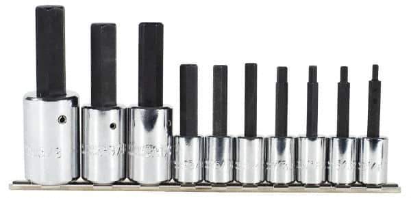 Proto - 10 Piece 3/8 & 1/2" Drive Inch Tethered Hex Bit Socket Set - 1/8 to 5/8" Hex - Apex Tool & Supply