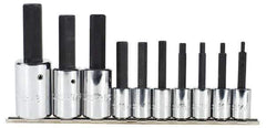 Proto - 10 Piece 3/8 & 1/2" Drive Inch Tethered Hex Bit Socket Set - 1/8 to 5/8" Hex - Apex Tool & Supply