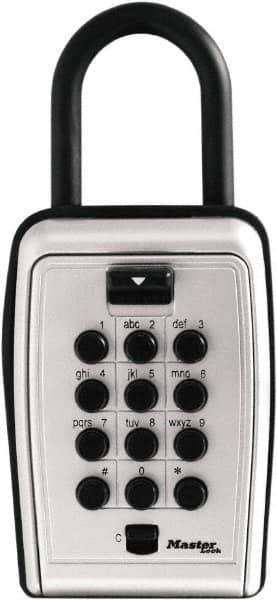 Master Lock - 3-1/8" Wide x 6.8" Overall Height, Push Button Combination, Portable Key Safe - Zinc Finish - Apex Tool & Supply