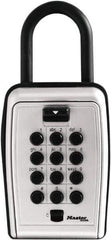 Master Lock - 3-1/8" Wide x 6.8" Overall Height, Push Button Combination, Portable Key Safe - Zinc Finish - Apex Tool & Supply