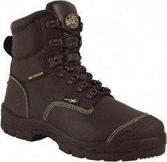 OLIVER - Men's Size 8 Medium Width Steel Work Boot - Black, Leather Upper, Rubber Outsole, 6" High, Non-Slip - Apex Tool & Supply