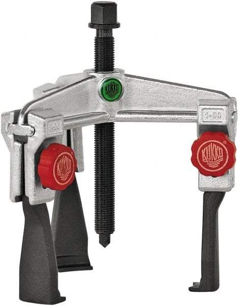 KUKKO - 3 Jaw, 1-7/16" to 4-3/4" Spread, 6 Ton Capacity, Reversible Puller - 3.94" Reach, 7-3/4" Long, For Gears, Bearings, Pulleys, Bushings, Seals - Apex Tool & Supply