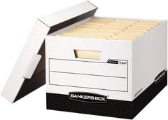 BANKERS BOX - 1 Compartment, 12-3/4" Wide x 10-3/8" High x 16-1/2" Deep, Storage Box - Corrugated Cardboard, White/Black - Apex Tool & Supply