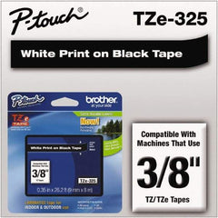 Brother - 3/8" Wide x 314.4" Long, Black Plastic/Paper Tape Cassette - For Label Maker - Apex Tool & Supply