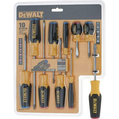 DeWALT - 10 Piece Slotted & Phillips Screwdriver Set - Color Coded Handle, Blade Sizes: Length 6, Width 3/16, 1/4 & 1/8, Bit Sizes: Philips #0 to #2, Tip Thickness: 1/8, 3/16 & 1/4 - Apex Tool & Supply