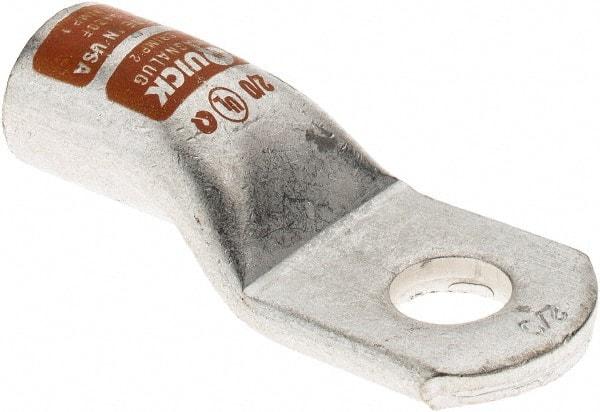 Made in USA - 2/0 AWG Noninsulated Crimp Connection D Shaped Ring Terminal - 3/8" Stud, Tin Plated Copper Contact - Apex Tool & Supply