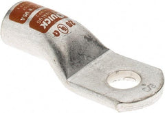 Made in USA - 2/0 AWG Noninsulated Crimp Connection D Shaped Ring Terminal - 3/8" Stud, Tin Plated Copper Contact - Apex Tool & Supply