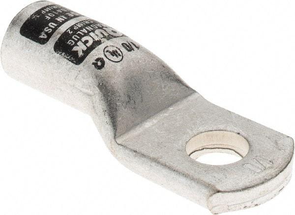 Made in USA - 1/0 AWG Noninsulated Crimp Connection D Shaped Ring Terminal - 3/8" Stud, Tin Plated Copper Contact - Apex Tool & Supply