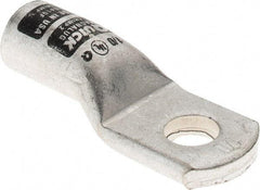 Made in USA - 1/0 AWG Noninsulated Crimp Connection D Shaped Ring Terminal - 3/8" Stud, Tin Plated Copper Contact - Apex Tool & Supply