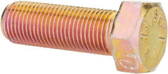 Made in USA - 1/2-20 UNF, 1-1/2" Length Under Head Hex Head Cap Screw - Fully Threaded, Grade 8 Alloy Steel, Zinc Yellow Dichromate Finish, 3/4" Hex - Apex Tool & Supply