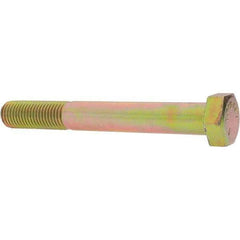 Value Collection - 1-8 UNC, 8" Length Under Head Hex Head Cap Screw - Partially Threaded, Grade 8 Alloy Steel, Zinc Yellow Dichromate Finish, 1-1/2" Hex - Apex Tool & Supply