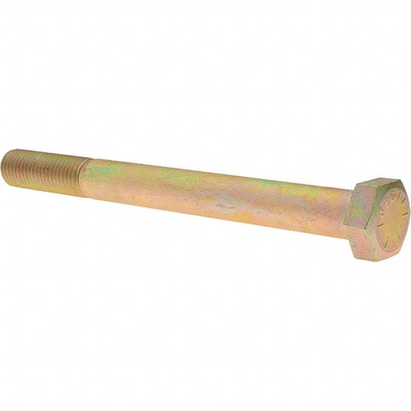 Value Collection - 3/4-10 UNC, 8" Length Under Head Hex Head Cap Screw - Partially Threaded, Grade 8 Alloy Steel, Zinc Yellow Dichromate Finish, 1-1/8" Hex - Apex Tool & Supply