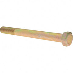 Value Collection - 3/4-10 UNC, 8" Length Under Head Hex Head Cap Screw - Partially Threaded, Grade 8 Alloy Steel, Zinc Yellow Dichromate Finish, 1-1/8" Hex - Apex Tool & Supply